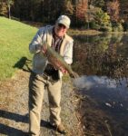 Albert Wegmann of South Charleston, W.Va. with a nice rainbow trout caught from Watoga Lake. 
